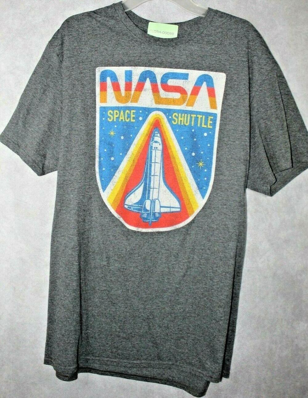 NASA FIFTHSUN Shirt Mens L Gray Short Sleeve Graphic Crewneck Cotton Blend